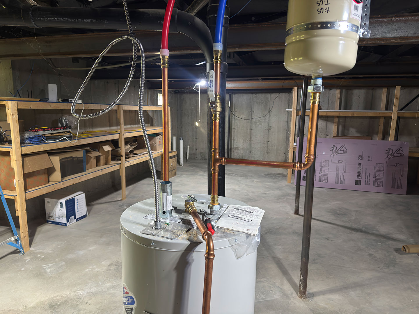 Hot water heater in basement